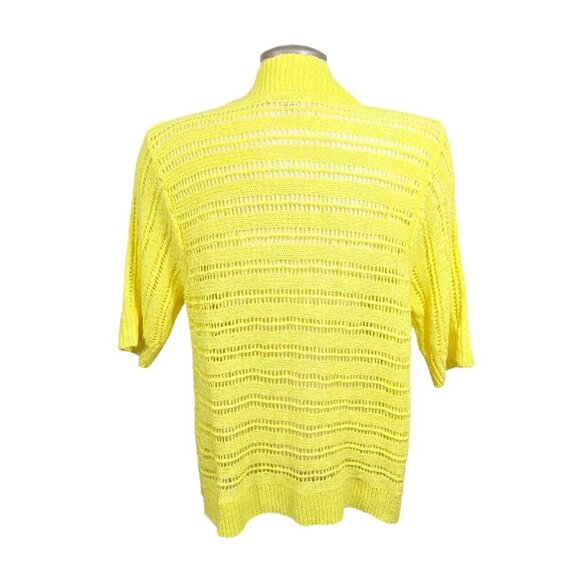 TanJay Cardigan Sweater Jacket Womens Large Butter Yellow Open Knit Open Front - Picture 3 of 4